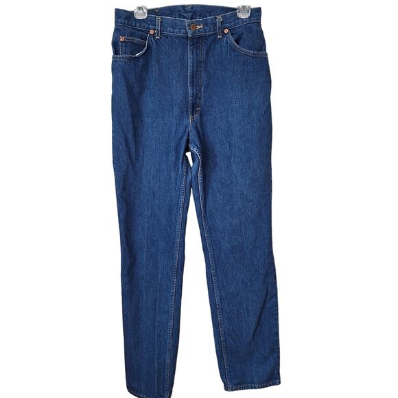 Vintage 80s Lee High Waist All Cotton Jeans Women 28x33 Tall Straight Leg Denim - Picture 1 of 9